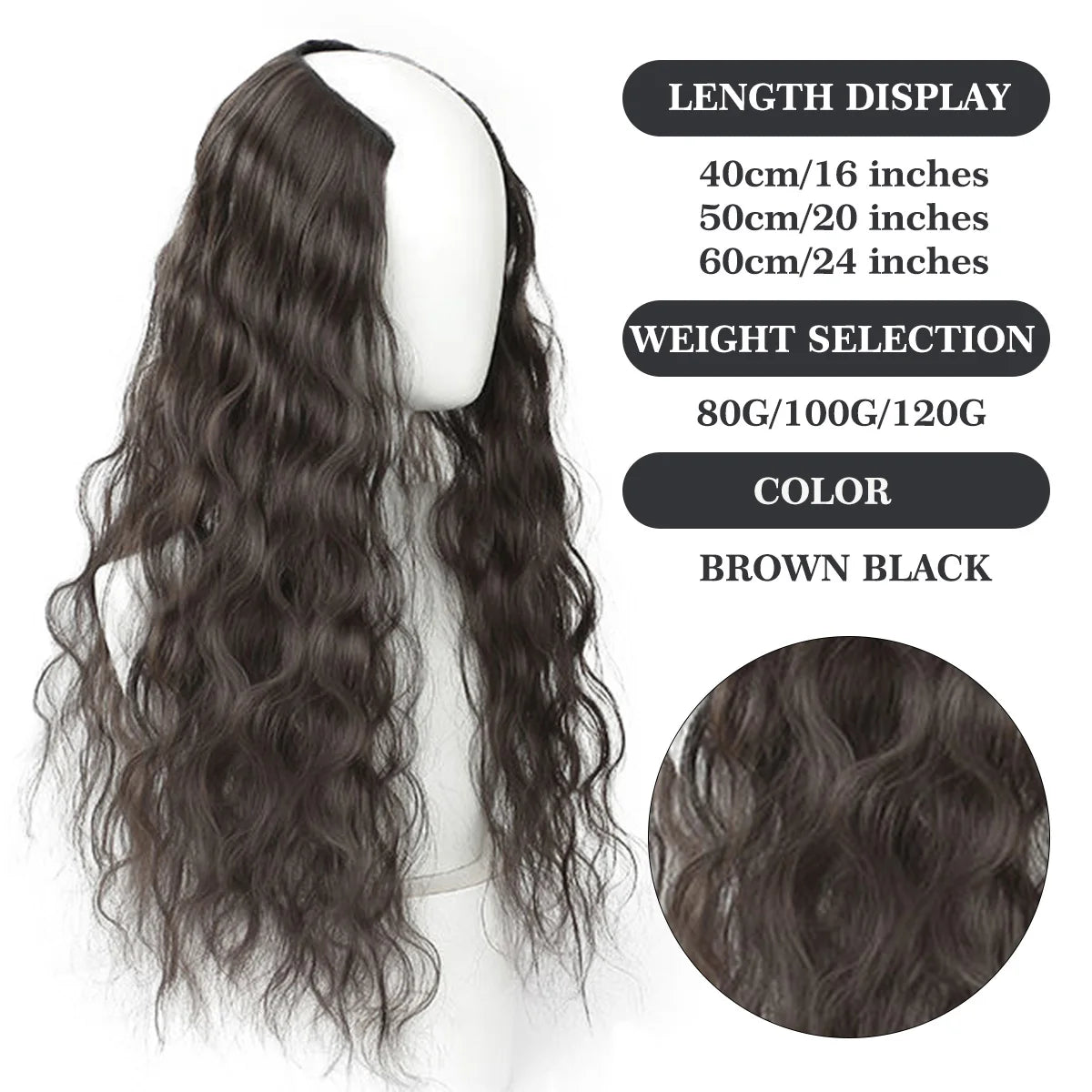 Ocelot 16–24 Inch Synthetic Wavy Hair Extensions – Natural Water Ripple Long Curly Wig - Aussies Aura