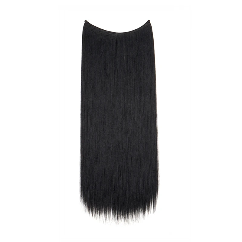 24-Inch Synthetic Invisible Fish Line Hair Extension – Natural Black & Brown Colors for Women - Aussies Aura