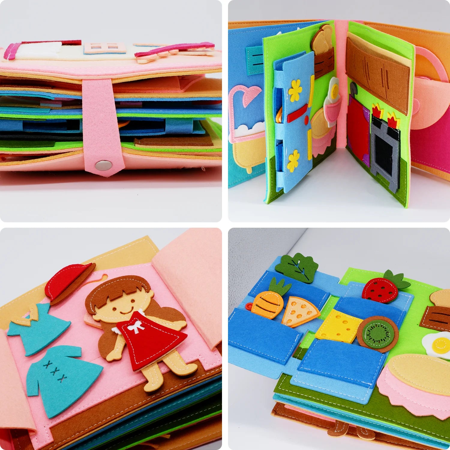 Toddlers Montessori Toy Busy Book Quiet Book Pretend Play Toy Early Educational Activity Book with Life Skills Cognition - Aussies Aura