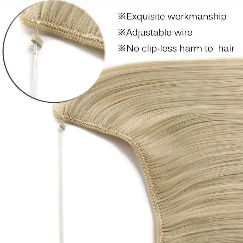 24-Inch Synthetic Invisible Fish Line Hair Extension – Natural Black & Brown Colors for Women - Aussies Aura
