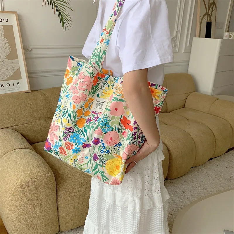 Youda Vintage Floral Stripe Fabric Top Handle Bag – Women’s Lunch Box Handbag - Aussies Aura