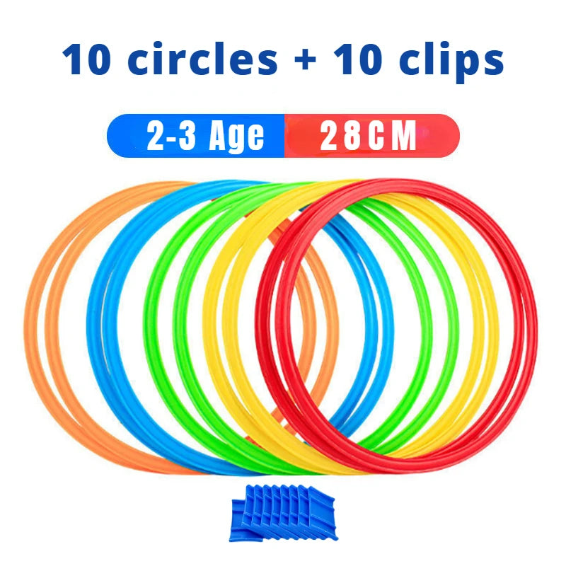 Outdoor Kids Jump Ring Game Set - 10 Hoops & 10 Connectors for Boys Girls, Fun Physical Training Sport Toys for Park Play - Aussies Aura