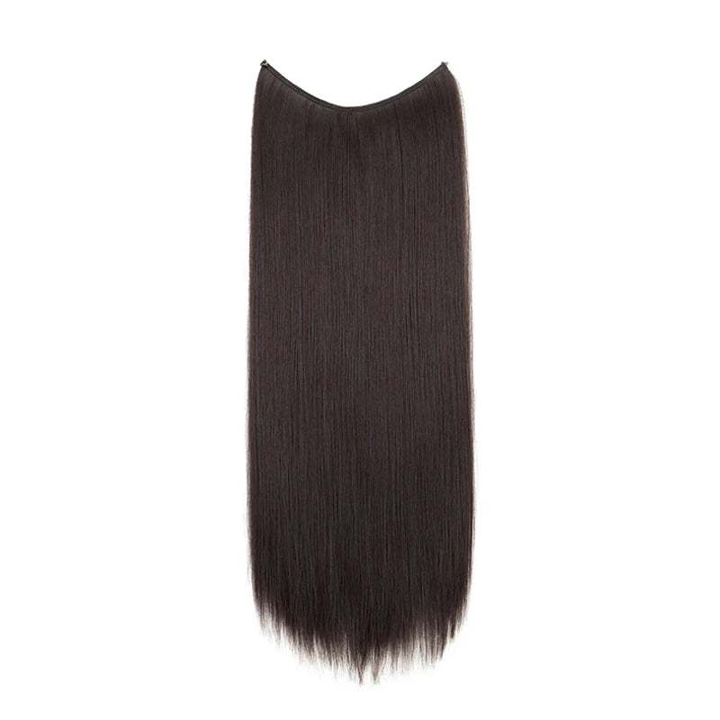 24-Inch Synthetic Invisible Fish Line Hair Extension – Natural Black & Brown Colors for Women - Aussies Aura