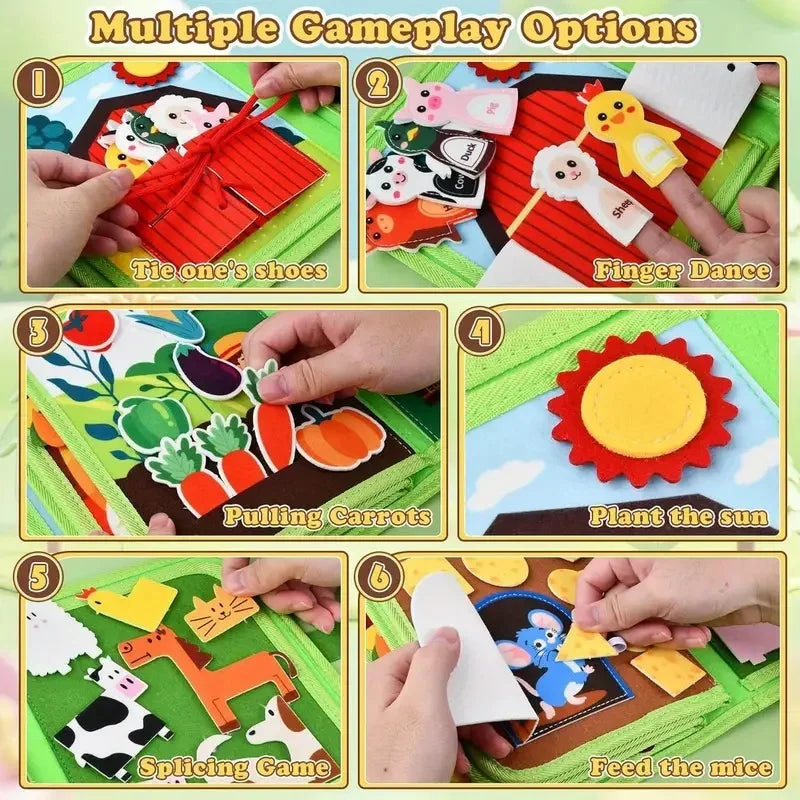 My First Farm Animal Story Busy Cloth Book – Montessori Early Learning Toy for Toddlers - Aussies Aura