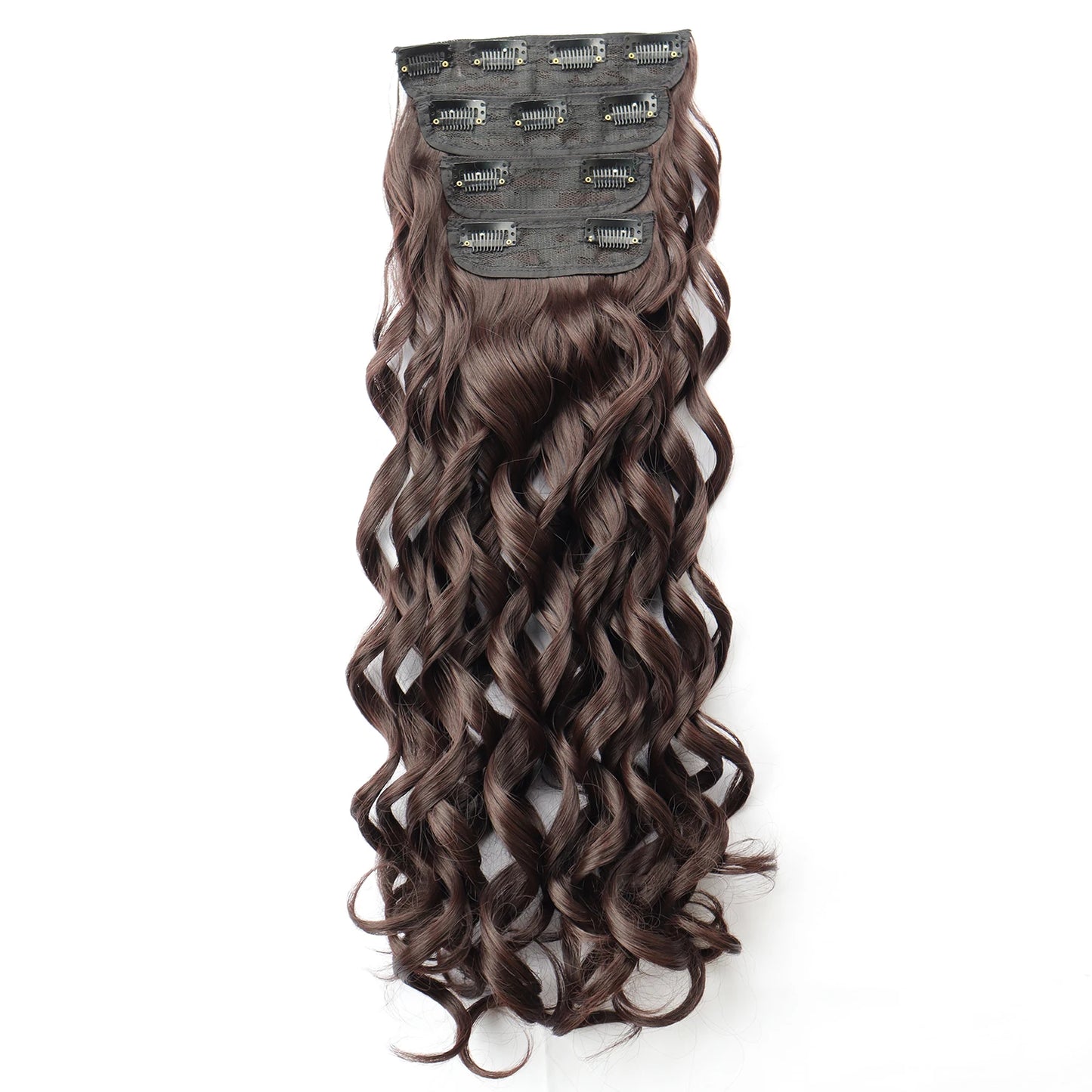 4Pcs Clip-In Hair Extensions – Long Curly Wavy Synthetic Hairpiece for Women - Aussies Aura