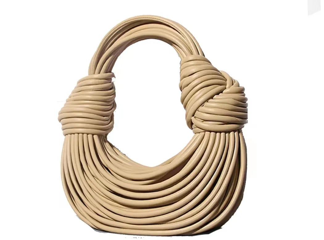 Luxury Handwoven Knot Handle Bag – Gold Designer Rope Hobo & Evening Clutch - Aussies Aura