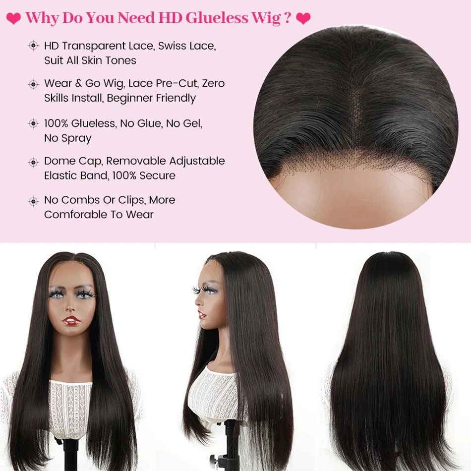 13x4 Bone Straight Lace Front Wig – Brazilian Human Hair, Glueless 22–26 Inch Lace Frontal Wig for Women - Aussies Aura