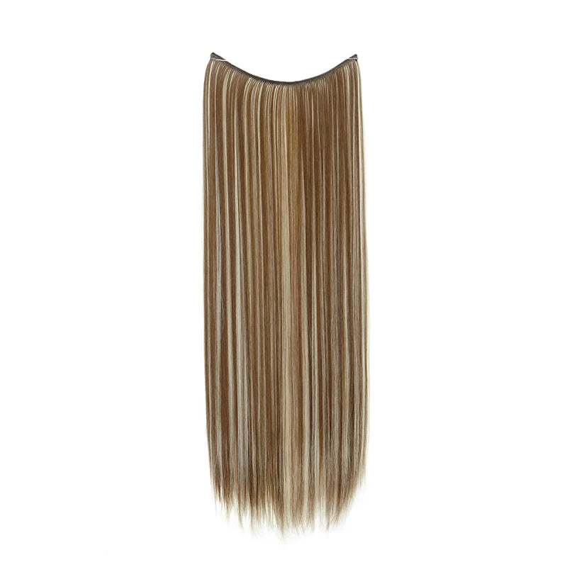 24-Inch Synthetic Invisible Fish Line Hair Extension – Natural Black & Brown Colors for Women - Aussies Aura