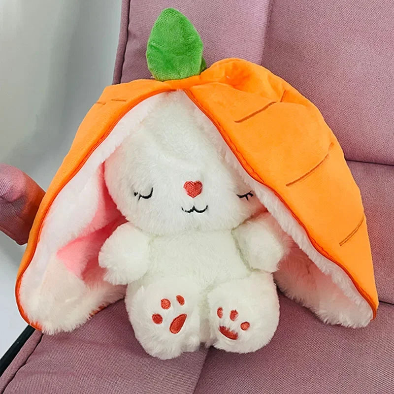 Strawberry & Carrot Bunny Plush – 30cm Baby Music Sleeping Light Toy - 30 cm - Aussies Aura