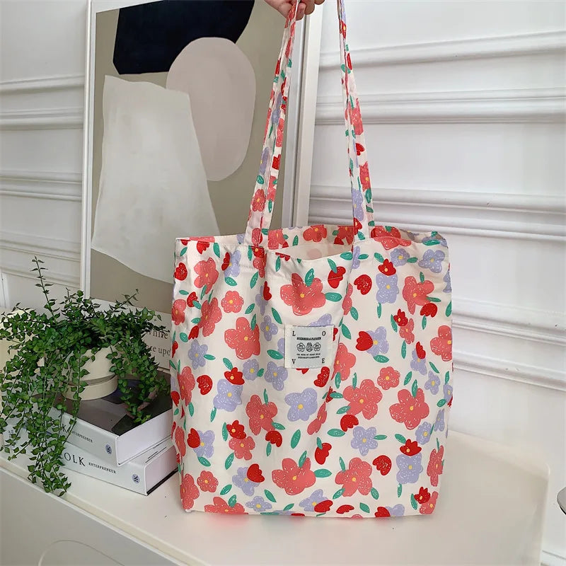 Youda Vintage Floral Stripe Fabric Top Handle Bag – Women’s Lunch Box Handbag - Aussies Aura