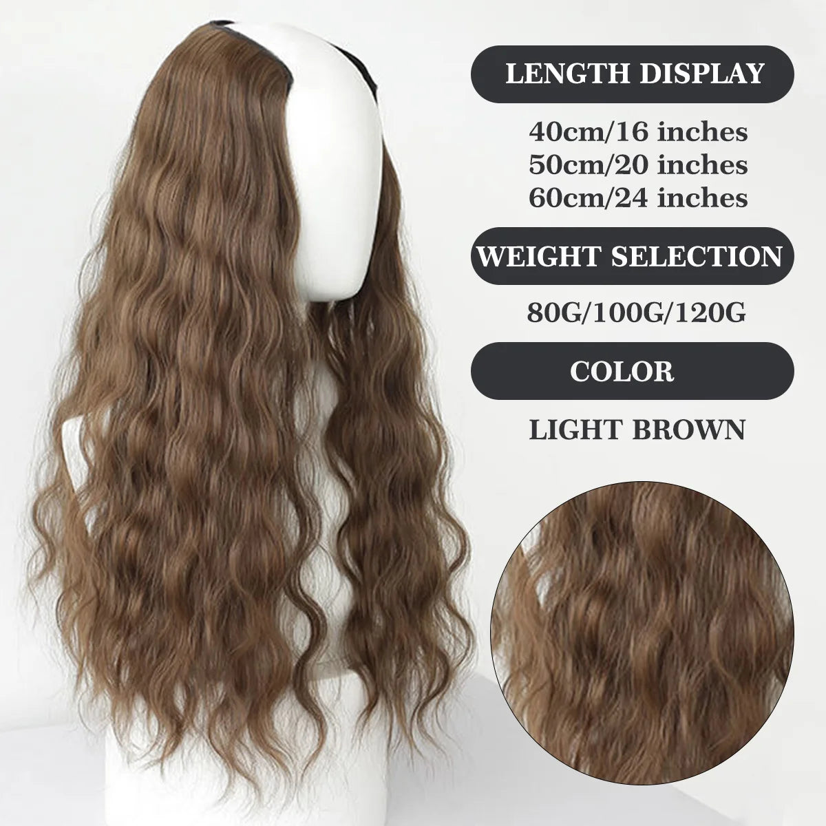 Ocelot 16–24 Inch Synthetic Wavy Hair Extensions – Natural Water Ripple Long Curly Wig - Aussies Aura