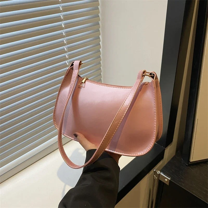 Retro Solid Color PU Leather Shoulder Underarm Bag Women's Fashion Handbags - Aussies Aura