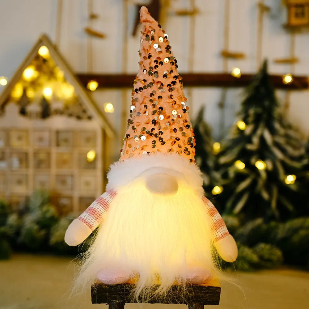 30cm glowing gnome Christmas faceless doll with LED light – Nordic Xmas tree and home decoration