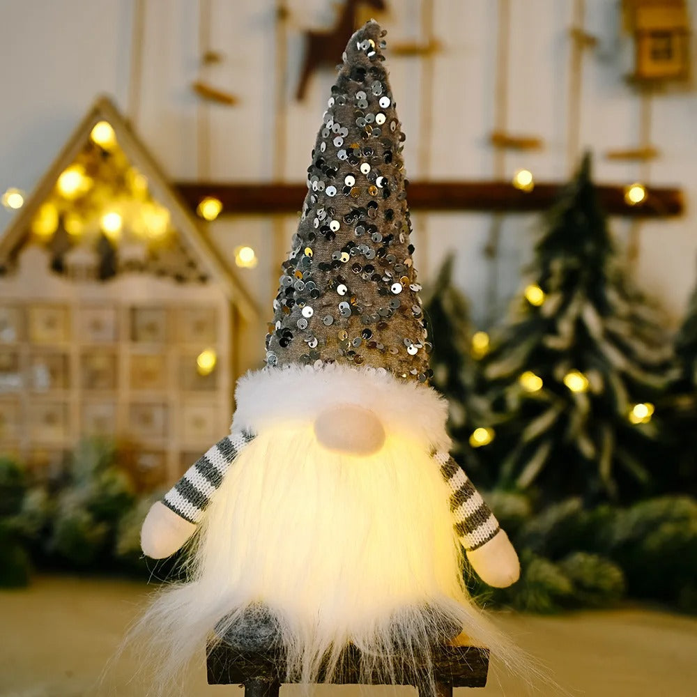 30cm glowing gnome Christmas faceless doll with LED light – Nordic Xmas tree and home decoration