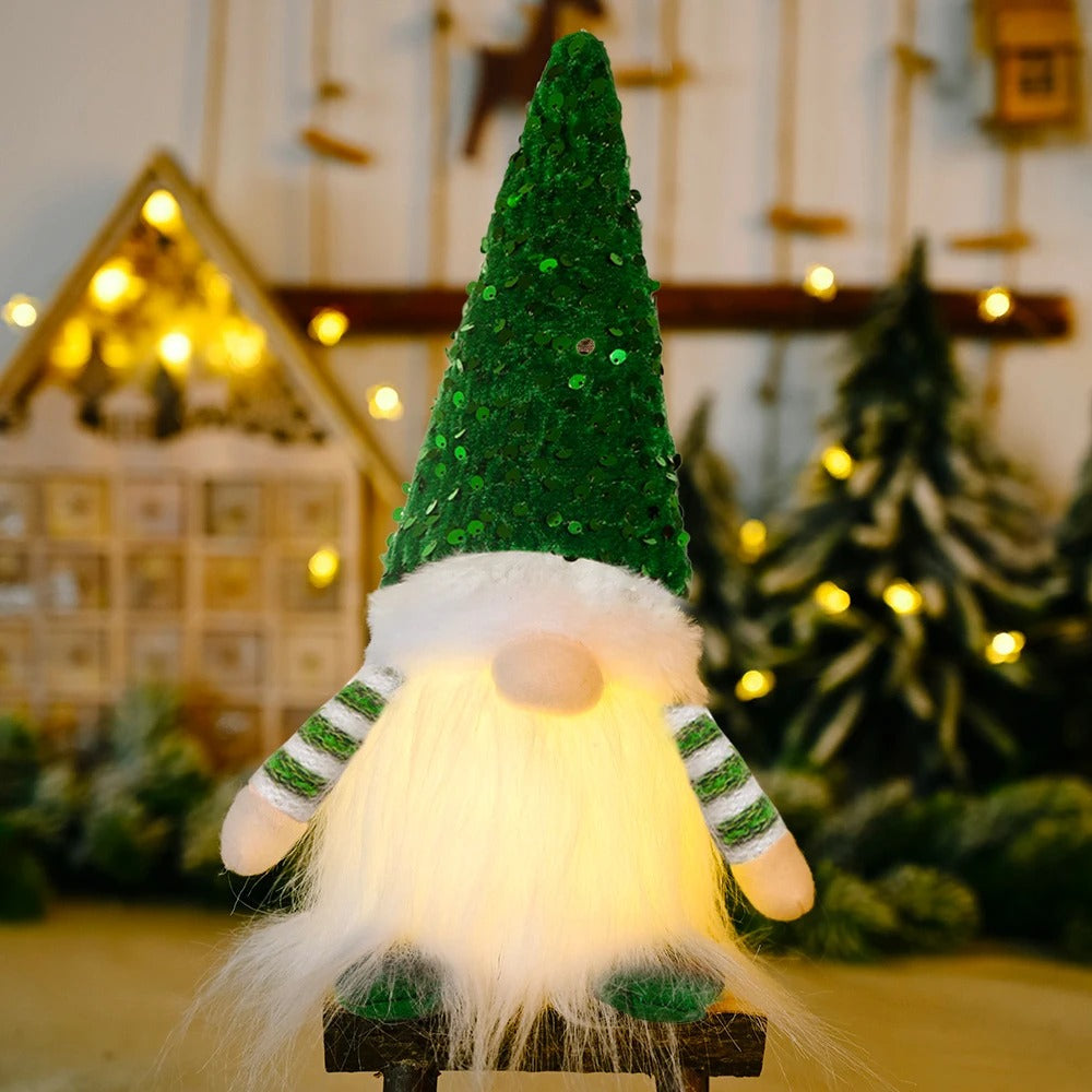 30cm glowing gnome Christmas faceless doll with LED light – Nordic Xmas tree and home decoration