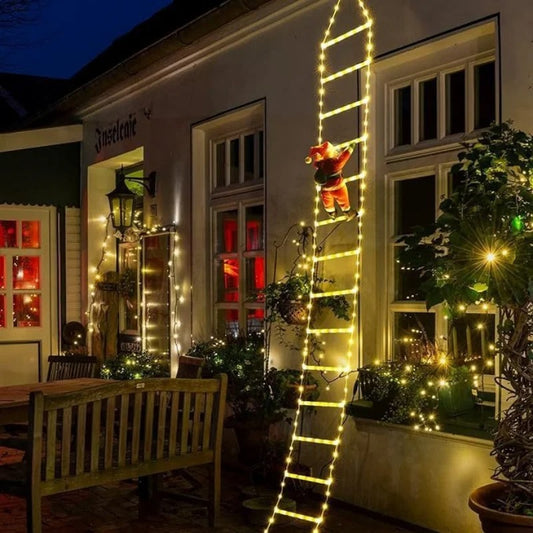 LED Christmas Ladder Light with Climbing Santa – Outdoor Fairy Lamp Holiday Decoration