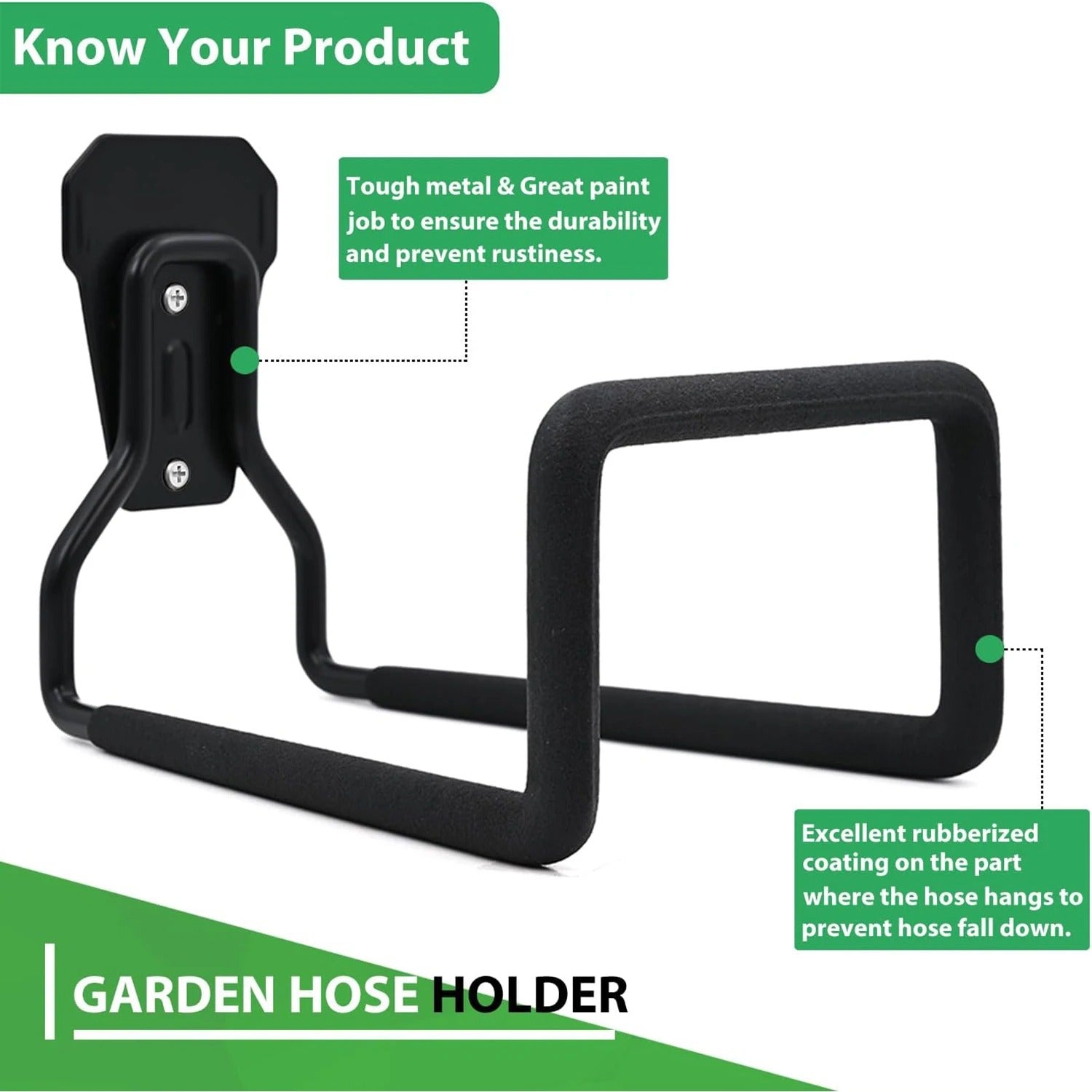Heavy-Duty Garden Hose Bracket Wall-Mount Metal Hose Holder for Outdoor Water Pipe Storage