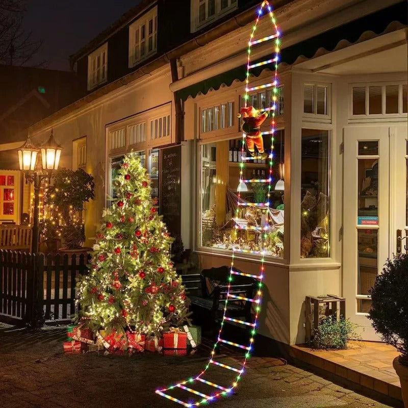 LED Christmas Ladder Light with Climbing Santa – Outdoor Fairy Lamp Holiday Decoration