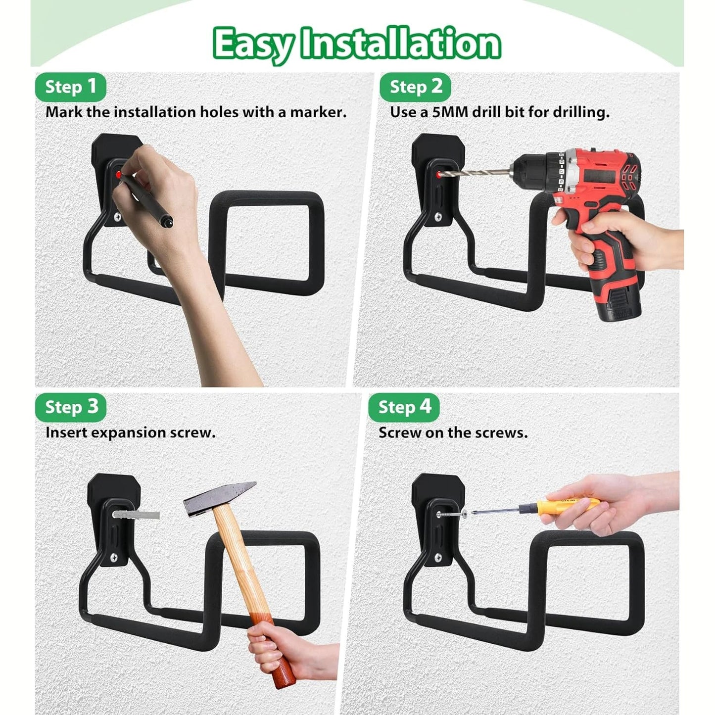 Heavy-Duty Garden Hose Bracket Wall-Mount Metal Hose Holder for Outdoor Water Pipe Storage