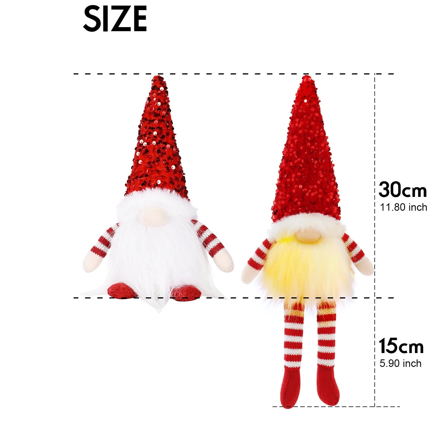 30cm glowing gnome Christmas faceless doll with LED light – Nordic Xmas tree and home decoration